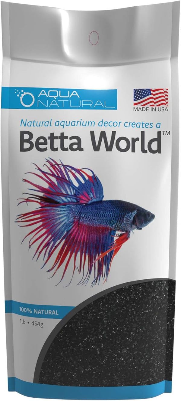 Aqua Natural Betta World - Diamond Black Quartz 1lb, Gravel/Rocks/Substrate for Fish Tank/Bowl