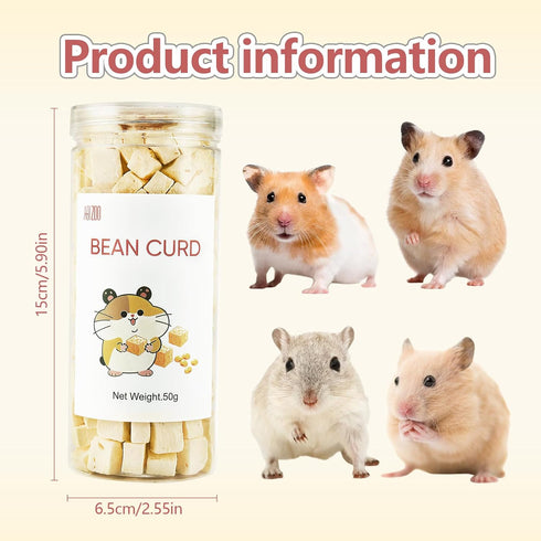1.76oz Abizoo Freeze Dried Tofu for Hamsters High Protein Low Fat & Balanced Minerals Grain Free Single Ingredient