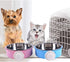 RUBYHOME 2-in-1 Dog Bowl & Feeder - Blue Plastic & Stainless Steel Hanging Food Basin for Crates & Cages