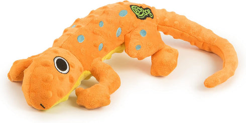 goDog Amphibianz Gecko Squeaky Plush Dog Toy - Large, Chew Guard Technology, Orange