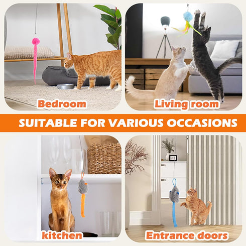 360 Automatic Rechargeable Cat Teaser, Door Mount Hanging Interactive Cat Toy, Spinning & Irregular Jumping Motion