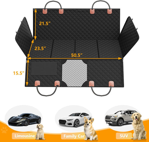 400lbs, Hammock PETICON Back Seat Extender for Dogs, Hard Bottom Dog Car Seat Cover - Supports Rear Seat Pet Cover