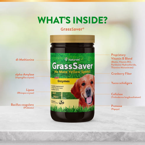 NaturVet GrassSaver Wafers for Dogs – 300 Wafers, Healthy Supplement with B-Complex Vitamins & Amino Acids
