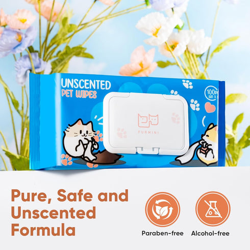 Unscented Pet Wipes (400pcs) - Hypoallergenic, Alcohol-Free for Sensitive Skin - Safe for Dogs & Cats