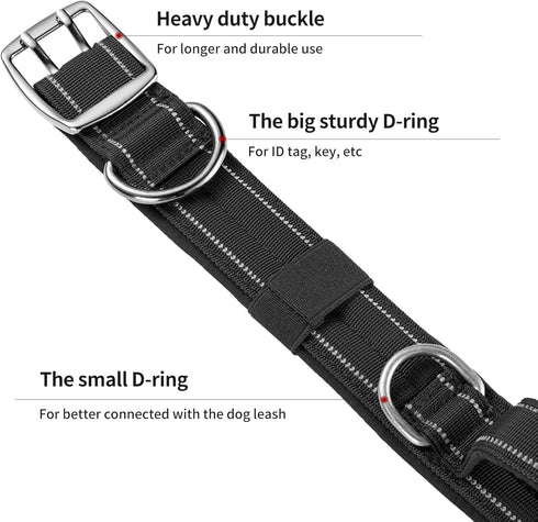 Tactical Dog Collar for Medium and Large Dogs, Adjustable Military Collar with Soft Padded Handle, Heavy Duty Double