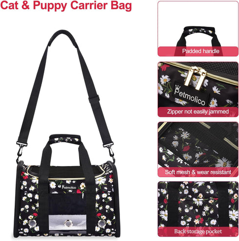 3 16 lbs, Petmolico Cat Carrier Dog Carrier, Airline Approved Soft Pet Travel Carrier with Open Doors Mesh Windows