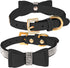 LOVPE Crystal Dog Collar - Velvet Leather with Bow-Knot Tie Rhinestone for Small Dogs & Cats (Black, S)