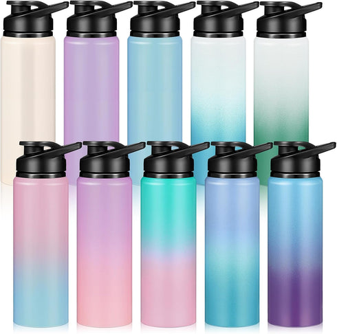 Mimorou 10 Pack Aluminum Water Bottle Bulk 25oz Reusable Sports Bottles with