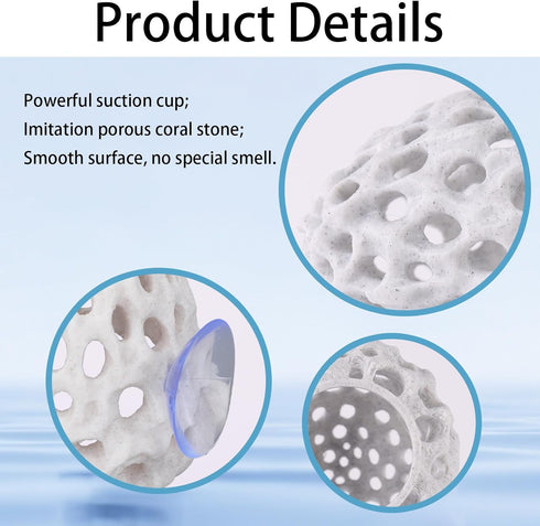 Penitue 2pcs Shrimp Hides for Aquarium, Multi-Hole Shrimp Dome Hide House with Suction Cup Coral Design Betta Fish Toys