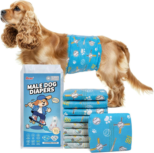 Dono Dog Diapers Male 40ct, Widened Disposable Male Dog Wraps, Super Absorbent