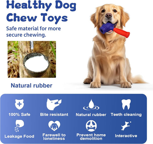 Dog Chew Toys for Aggressive Chewers - Natural Rubber Toys for Medium Large Dogs, Durable Indestructible Dog Toys