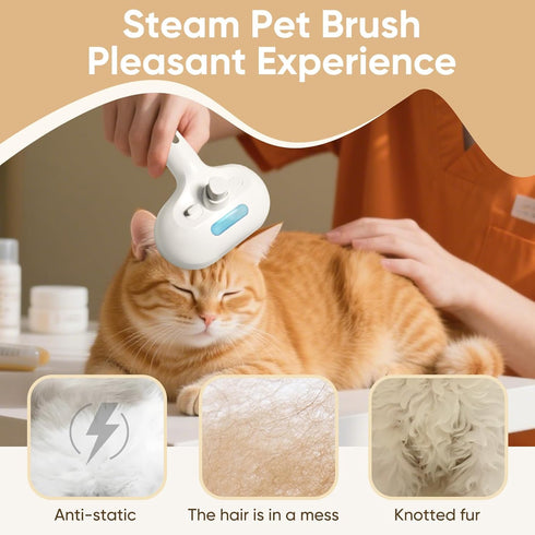 3-in-1 Cat Steam Brush Pet Grooming & Shedding Comb with Gentle Steam Spray, One-Click Hair Release, Steam Pet Brush