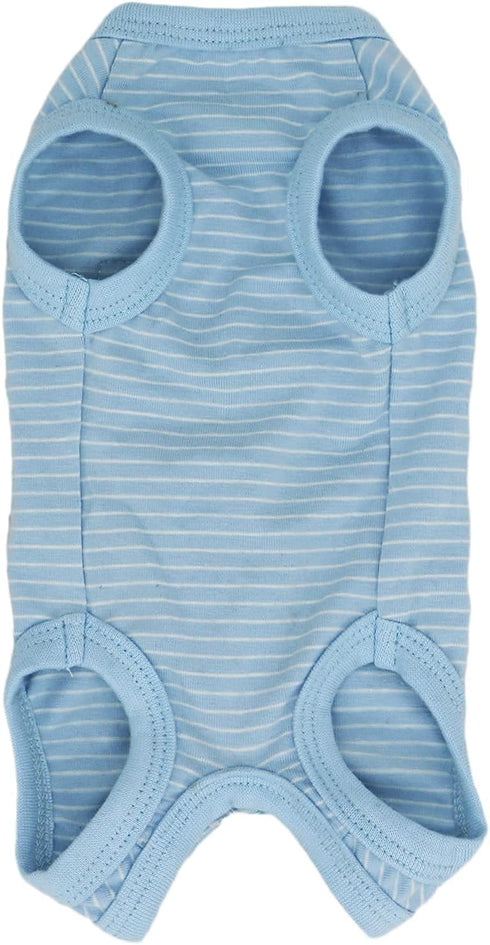 LOPHIPETS Girl Dog Shirts Recovery Suit Pajamas for Small Teacup Dogs, Cambridge Blue Strips/XXS