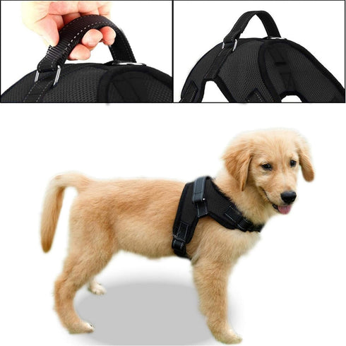 No Pull Reflective Adjustable Dog Harness for Small Medium Large Dogs, Comfortable Soft Mesh, Easy On (Black) X-Small