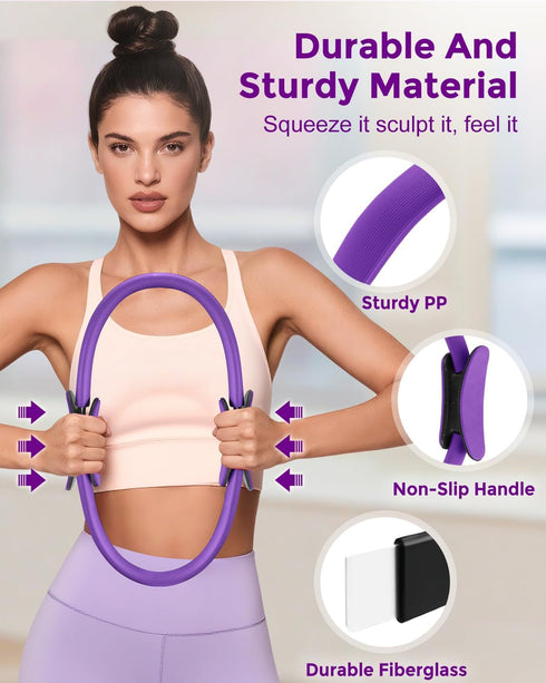 Set, 28 Home Pilates Essentials Kit for Women, Magic Circle Pilates Equipment Ring and Ball Resistance Bands Workout