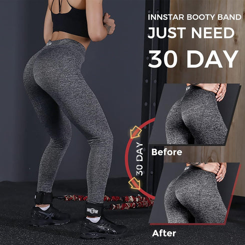 INNSTAR Booty Resistance Band Glute Cord Cable Machine for Hip Home Workout Kickbacks with Instructions