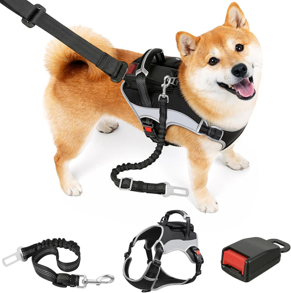PartsBling Dog Car Harness, Dog Seat Belt Harness for Car, No Pull Adjustable