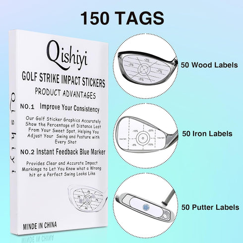 Qishiyi Golf Impact Tape Labels,Self-Teaching Sweet Spot and Consistency Analysis.for Irons Woods and Putters