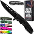 Safety Lock Pocket Knife, Spring Assisted 3.4-inch Sharp Blade, Folding Tactical Black Knife with Aluminum Handle,
