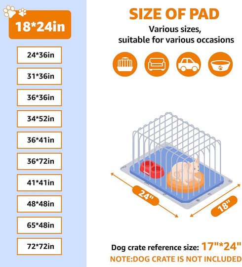 2Pack 18x24 Washable Pee Pads for Dogs, Reusable Puppy Pads, Absorbent Whelping Pads with Bone Print, Non-Slip