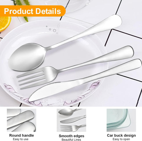 Travel Utensils with Case, 4pcs Stainless Steel Cutlery Set for Camping, Picnic, Hiking, Office (Light Green)