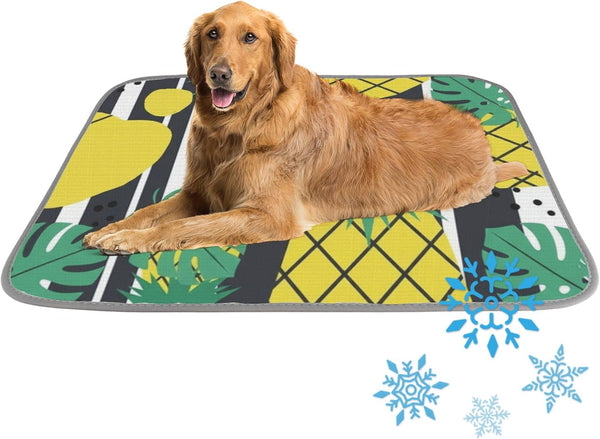 Generic Cats Dog Cooling Mat Ice Silk Cooling Mat for Dogs Outdoor Pineapple