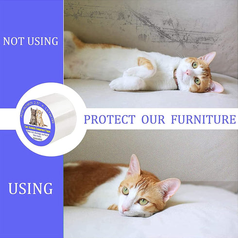 Anti Cat Scratch Furniture Protector - 2.5" x 11 Yards Self-Adhesive Tape for Cats, Clear Deterrent for Furniture