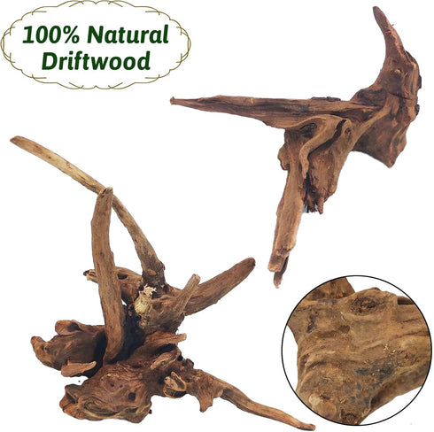 PINVNBY Natural Driftwood for Aquarium Fish Tank Decorations, Assorted Branches, 4 Pack