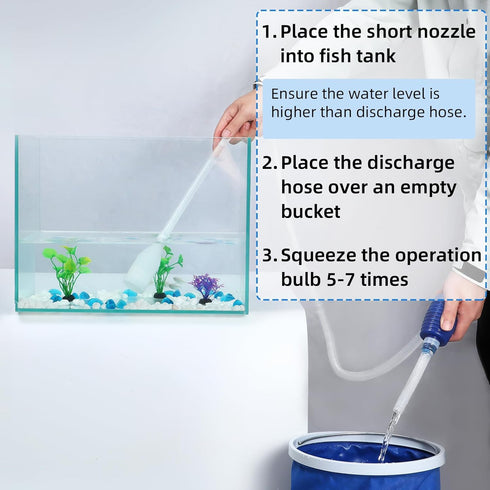 AQUANEAT Fish Tank Cleaning Tools, 5 in 1 Cleaning Set, Fish Tank Cleaner, Siphon, Aquarium Water Change with Fish Tank