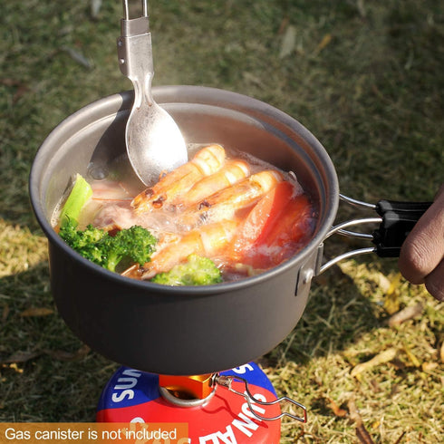 REDCAMP Camping Cookware Mess Kit, 11/12/17/22 PCS, 800ml Backpacking Pot and Pan Set