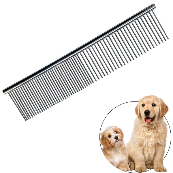 Professional Stainless Steel Grooming Comb for Dogs and Cats, Rounded Ends, Greyhound Comb, Long and Short Haired Dogs