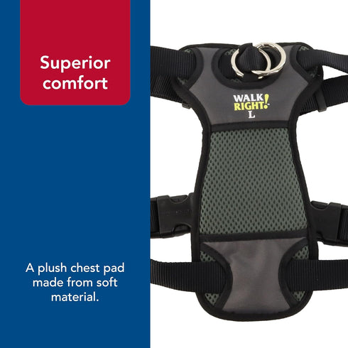 Coastal Pet Walk Right No-Pull Padded Dog Harness, Adjustable, Black, LRG (26"-38")
