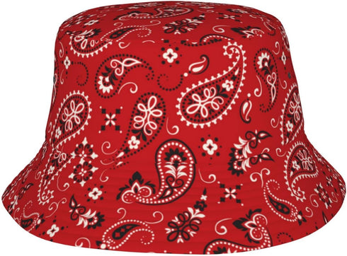Turquoise Paisley Bucket Hat for Women Men, Summer Fisherman Cap for Outdoor