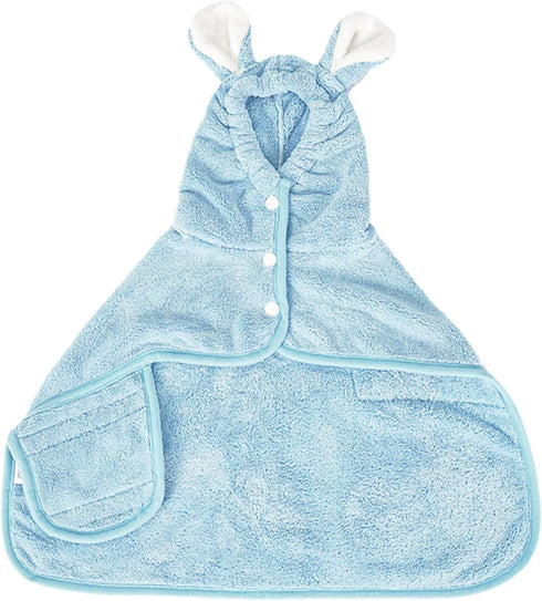 dPois Quick Dry Dog Bathrobe Hooded Absorbent Microfiber Pet Towel for Small Medium