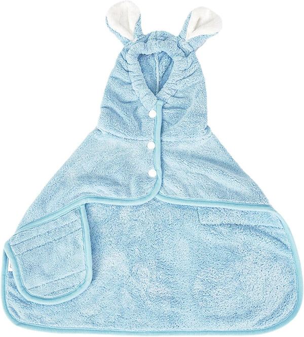 dPois Quick Dry Dog Bathrobe Hooded Absorbent Microfiber Pet Towel for Small Medium