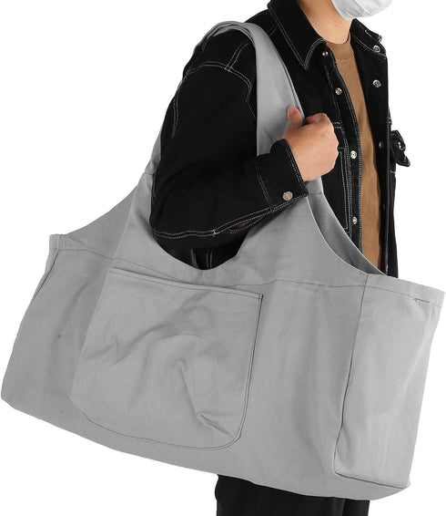 Lairun Yoga Mat Bag Large Capacity Yoga Bags and Carriers for Women with Side Pocket Canvas Light Durable Oversized