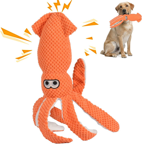 Durable Plush Dog Toys for Large Dogs - Stuffed Animal Chew Toys for Small Medium Large Breeds (Orange)