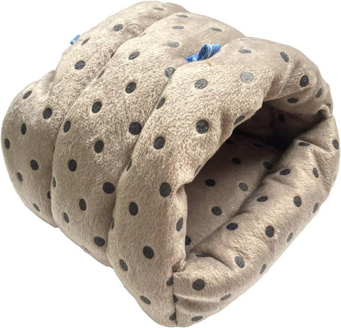 WOWOWMEOW Guinea Pig Cave Bed for Small Animals - Warm Cage Hanging Bed for Rat, Chinchilla, Rabbit (M, Dot-Grey)