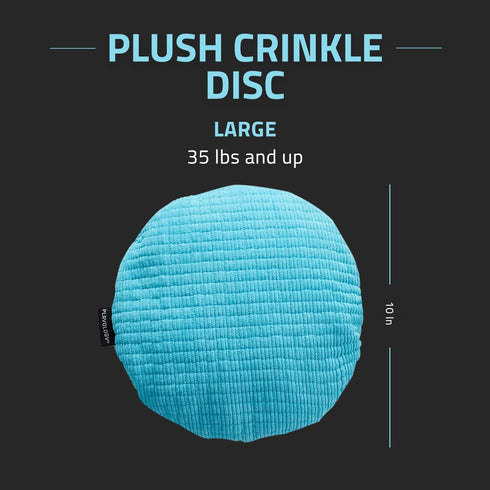 Playology Plush Crinkle Disc Dog Toy - Engaging Peanut Butter Scented Toy for Large Dogs (35lbs & up), Easy to Clean