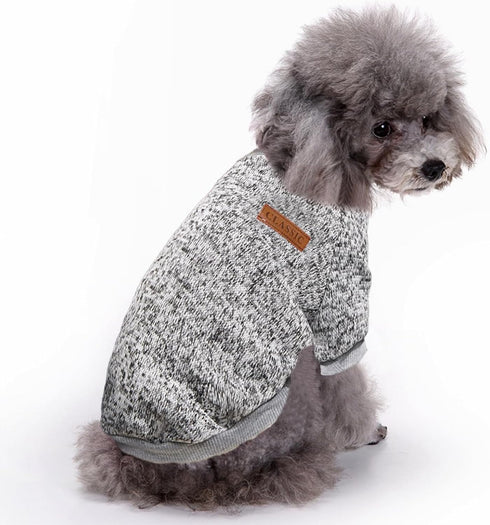 Jecikelon Dog Clothes, Soft Winter Sweater for Small Dogs, Warm Outfit for Puppies XXS XS Cat Apparel (Small, Grey)