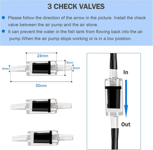 Aquarium Air Pump Accessories Set, 9.84/26.25/101.71 Feet Airline Tubing Hose, Check Valves, Air Stones