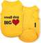 Parisian Pet Dog T-Shirt - “Small Dog Big Heart” Embroidered, 100% Cotton, Sleeveless Vest for Small Dogs, Size S