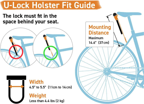 oopsmark U-Lock Holster for Kryptonite Bicycle Locks; Leather D-Lock Holder for Quiet Bike Ride