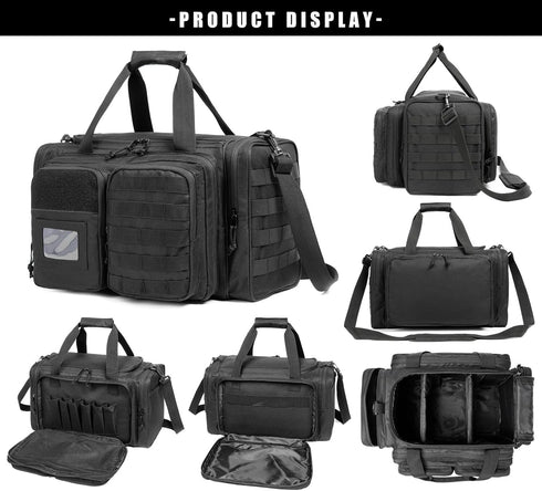 Gun Range Bag for Handguns and Ammo - Tactical Pistol Case, Large Duffle Bags for Shooting Range
