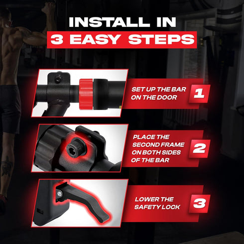 Pull Up Bar for Doorway with Resistance Bands & Wrist Wraps, Adjustable Width Chin Up Bar for Upper Body Workout