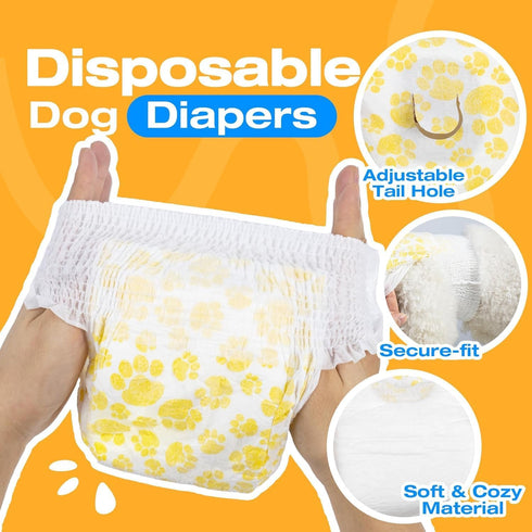 360Stretchy Count, 60.0) Pet Soft Disposable Dog Diapers Female, Pull Up Doggie Diapers for Female Dogs, Waist Puppy