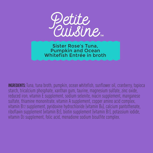 Petite Cuisine Grain Free Wet Cat Food, Sister Rose's Tuna, Pumpkin & Ocean Whitefish, 24 Cans 2.8 oz