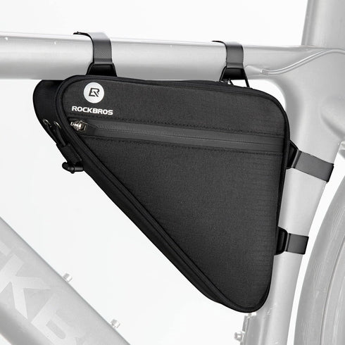 ROCKBROS Reflective Bike Frame Bag, Triangle Storage Pouch with Mesh Side Pockets for Road Mountain Cycling