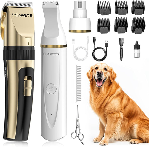HEAPETS Dog Hair Clippers for Grooming Kit and Dog Paw Trimmer Nail
