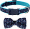 azuza Anchor Dog Collar with Bow Tie, Soft Comfortable Adjustable Collar for Medium Dogs
